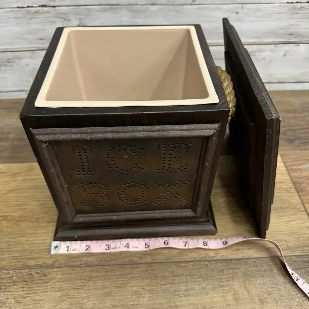 Pfaltzgraff Village Wood Ice Bucket Wood Plastic Insert Vintage